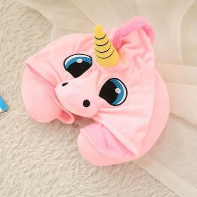 Cute Hooded Unicorn Travel Pillow